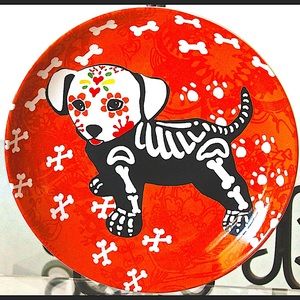 222 FIFTH SALAD PLATE SKELETON PET PUPPY DOG